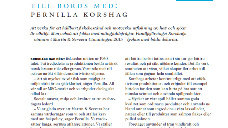 Martin & Serveras Års- & hållbarhetsberättelse 2015 (utdrag)