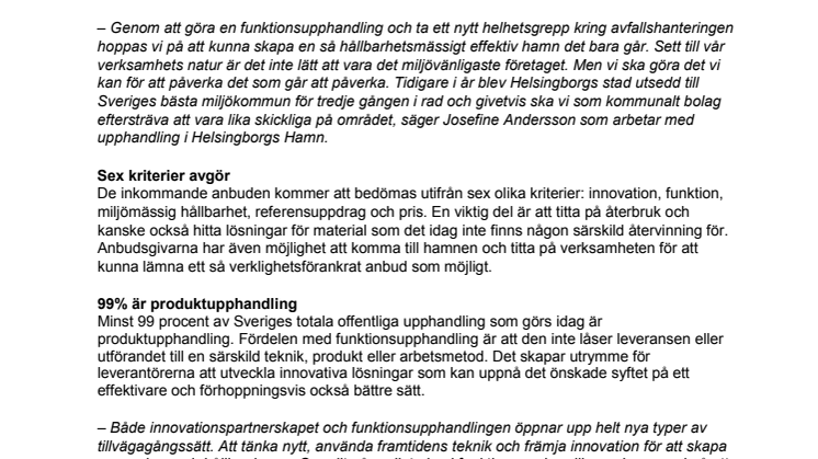 ​Helsingborgs Hamn gör ytterligare en upphandling som främjar innovation