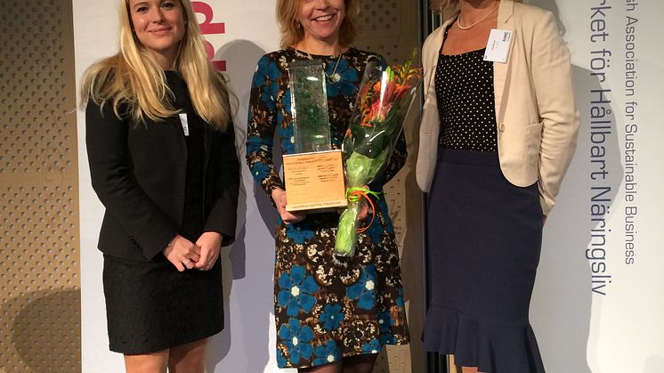Karin Bodin får utmärkelsen Hållbart Ledarskap av Nätverket för Hållbart Näringsliv