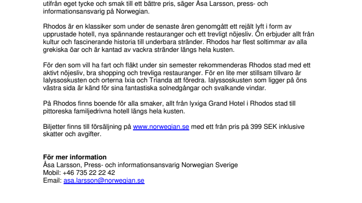 Första reguljärflyget till Rhodos lyfter ikväll från Luleå flygplats
