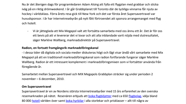 Supersavertravel fortsätter lyckat samarbete med Mix Megapol
