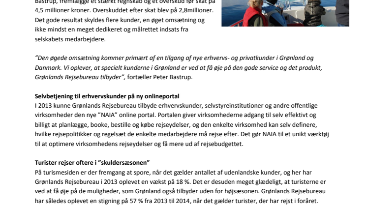 Grønlands Rejsebureau har haft et stærkt 2013 