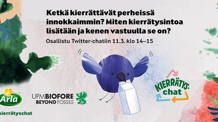 Twitterissä keskustellaan kierrätyksestä 11.3. klo 14–15 