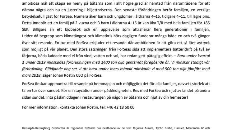 ForSea välkomnar familjen. Kör staycation under påsken.