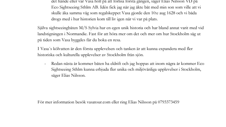 Historien om Vasa kommer till liv med en ny båtsightseeing