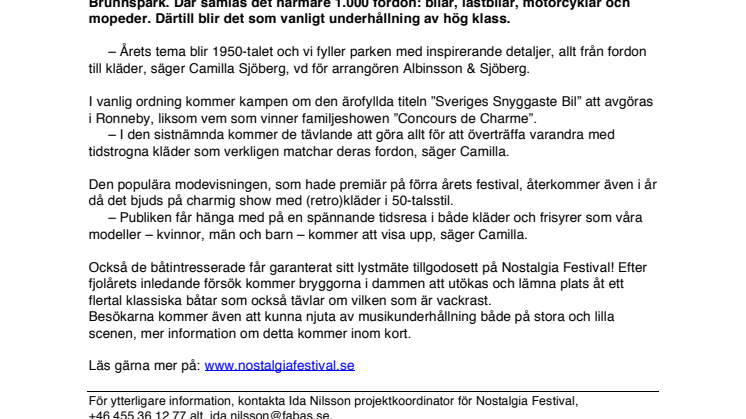 Nostalgia Festival 2015 i Ronneby Brunnspark