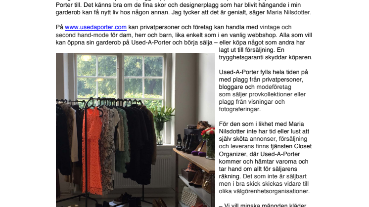 Garderobsrensning med Maria Nilsdotter på Used-A-Porter 