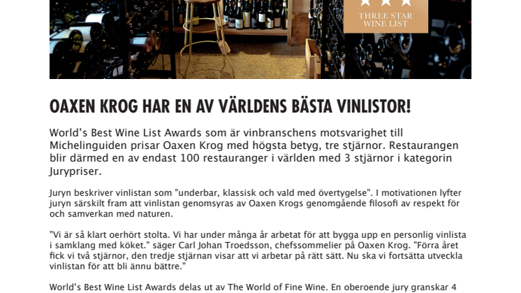 Oaxen Krog har en av världens bästa vinlistor! 