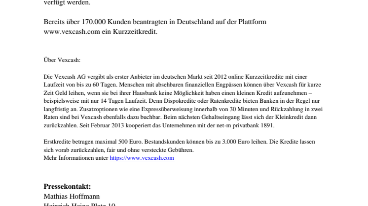Vexcash: In nur 28 Sekunden zum Kurzzeitkredit 