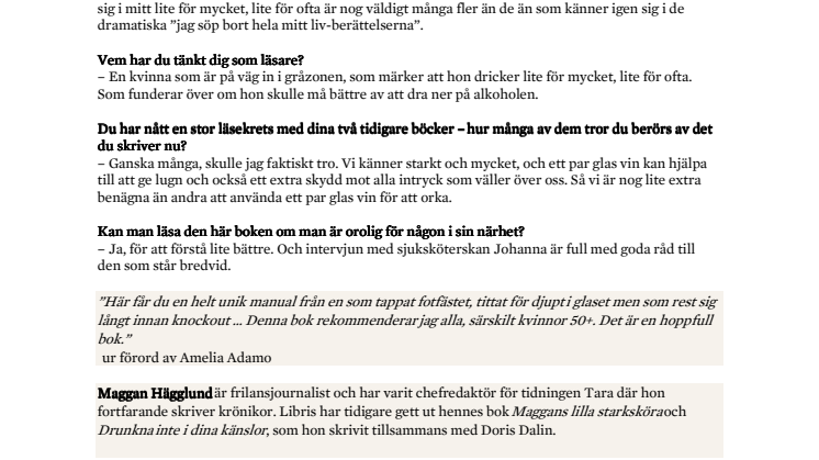 Maggan Hägglund skriver bok för kvinnor som dricker lite för mycket