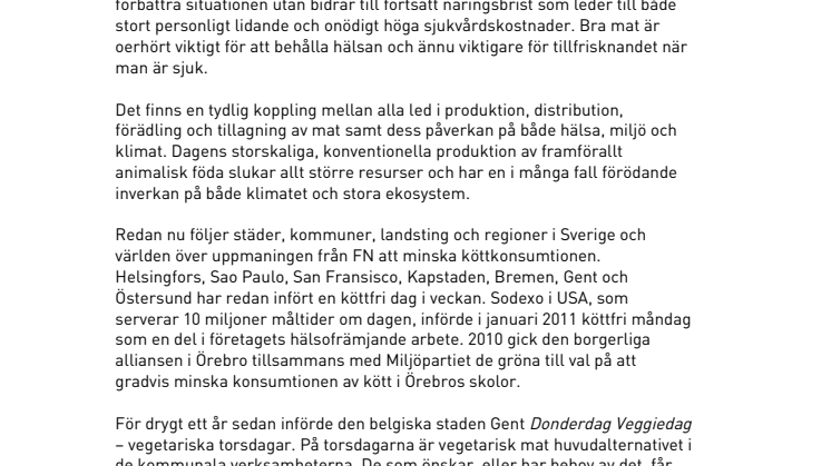 MOTION: MINSKAD KÖTTKONSUMTION – MINSKAD KLIMATPÅVERKAN