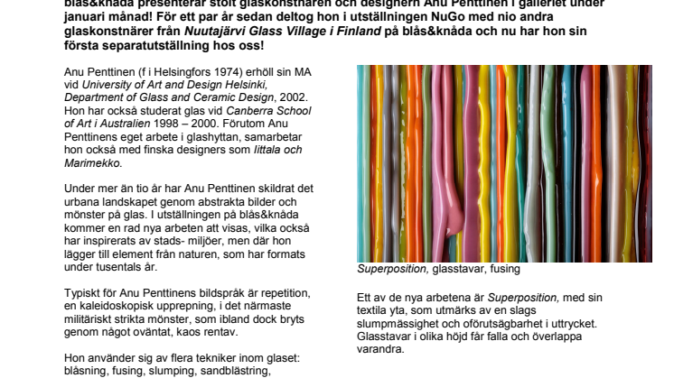 Succéutställning på blås&knåda - finska glaskonstnären Anu Penttinen!