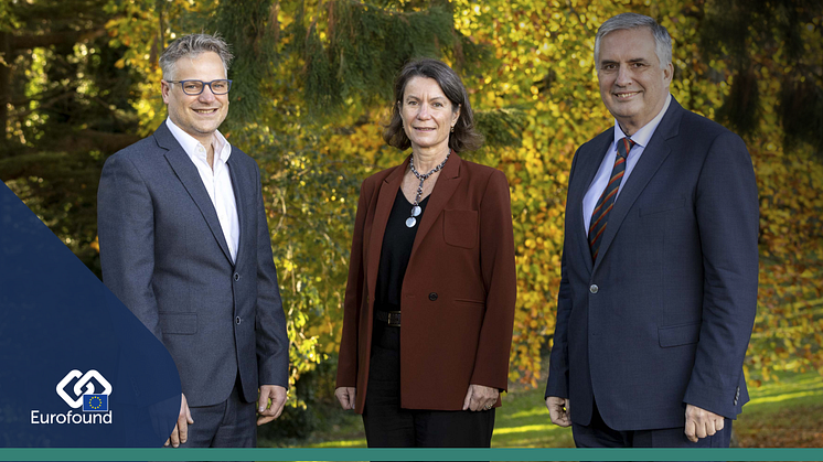 Jan Kouwenberg, Chair of Eurofound’s Management Board (Left), with Maria Jepsen, Eurofound Deputy Director (Centre), and Ivailo Kalfin, Eurofound Executive Director (Right). Image: © Conor Healy / Picture It Photography/Eurofound 2021