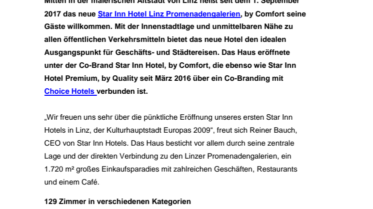 Star Inn Hotel, by Comfort in Linz pünktlich eröffnet