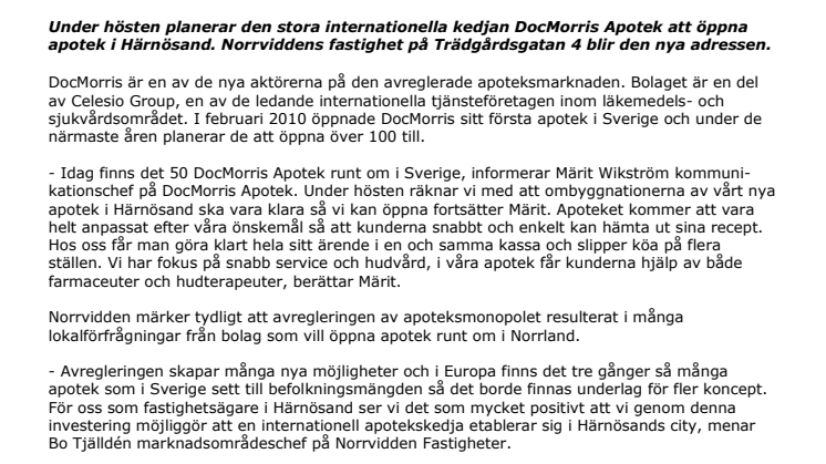 DocMorris Apotek öppnar i Härnösand