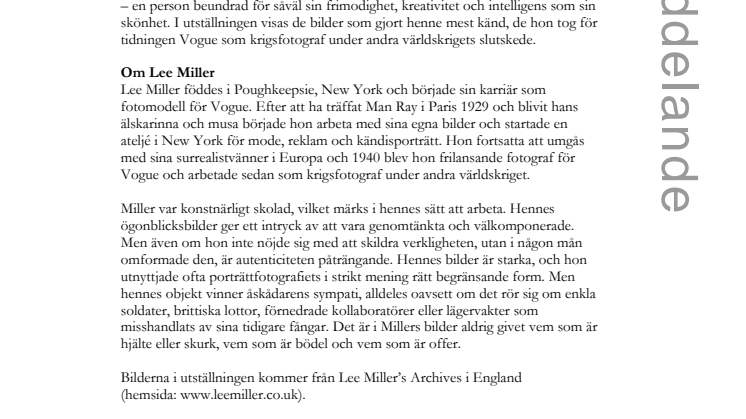 Lee Miller's War i Fotografins rum