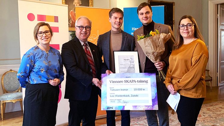 Hanna Engström-Löwenborg från Almi GävlaDala, landshövding Per Bill, Leo Waldenbäck och Tim Waldenbäck från Zutobi samt Ulrika Malmqvist på Movexum.