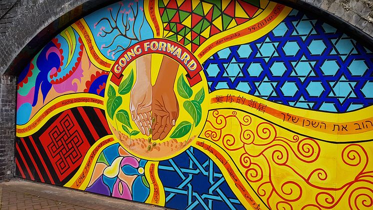 The mural on platform one at Smethwick Rolfe Street