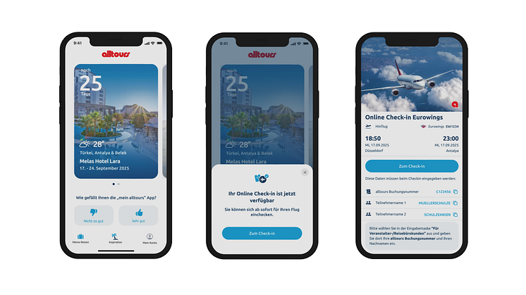 Die App „mein alltours Reiseplaner“ bietet mit dem Online-Check-in ein praktisches neues Feature.