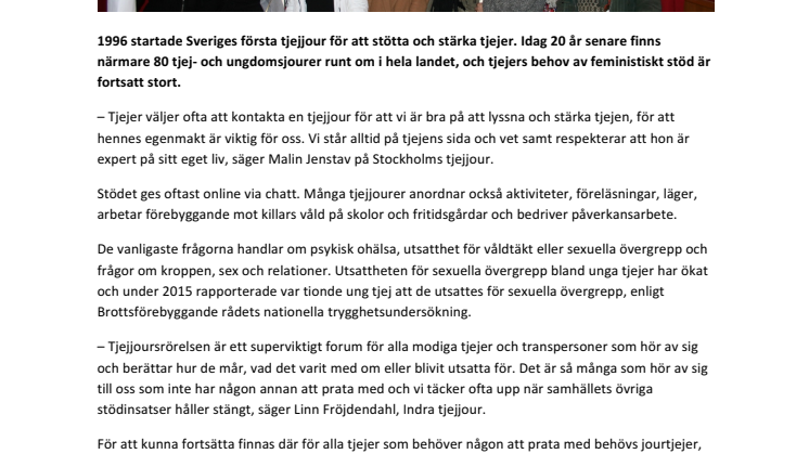 Tjejjoursrörelsen fyller 20 år i år!