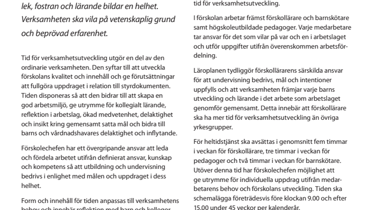 Riktlinjer - tid för verksamhetsutveckling