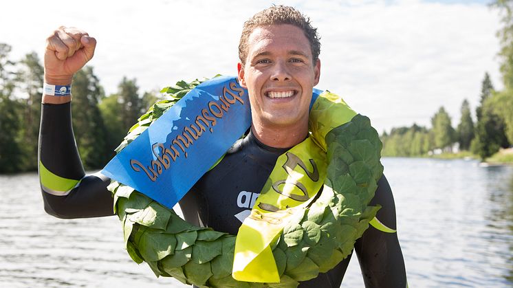 Under lördagen slogs nytt herrekord i Vansbrosimningen av Diogo Villarino. Foto: Mickan Palmqvist