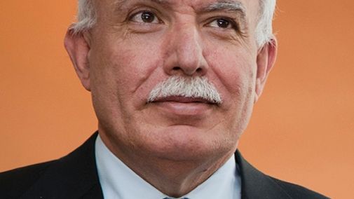 Palestinas utrikesminister, Dr. Riad Malki föreläser på Stockholms universitet.