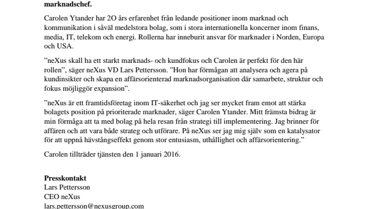 Carolen Ytander ny CMO för neXus