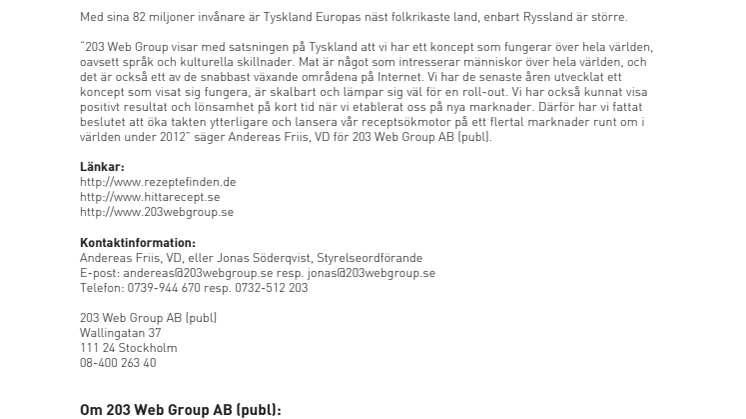 Framgångsrik lansering av receptsök i Tyskland