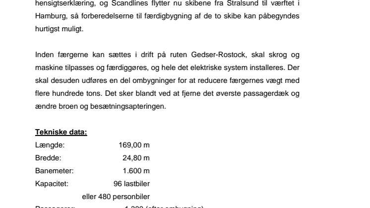 Scandlines’ første nye skrog er ankommet til Blohm+Voss i Hamburg
