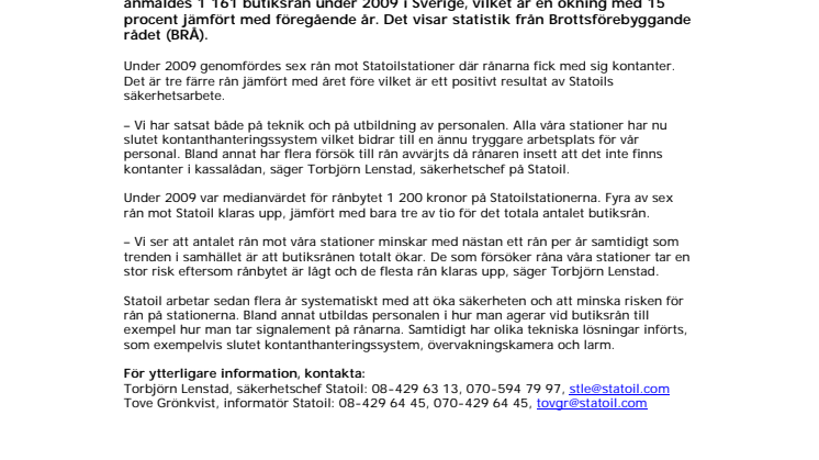 Butiksrånen ökar – men inte på Statoil  