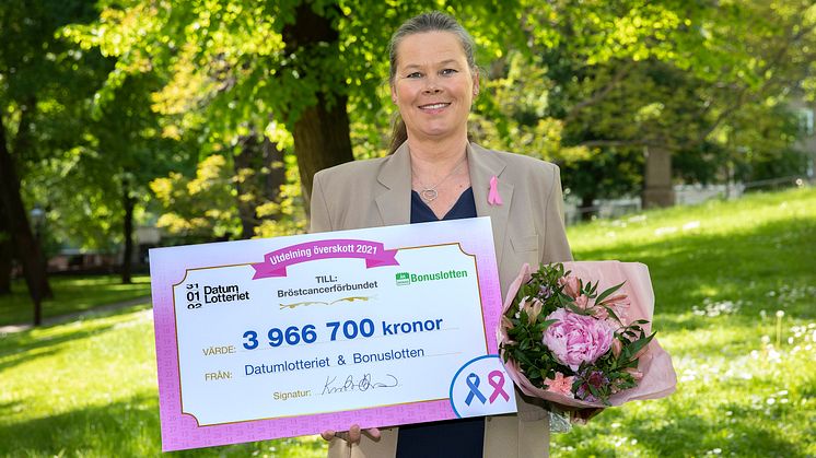 Bröstcancerförbundet får nästan 4 miljoner från Datumlotteriet
