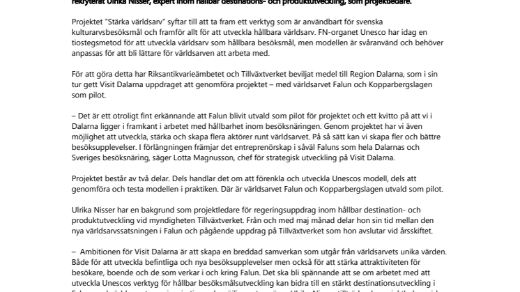 Världsarvsstaden Falun utvald som hållbar pilot