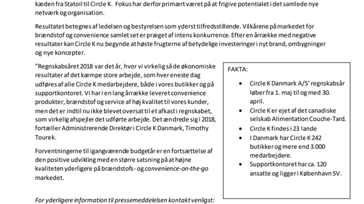 Circle K vender sidste års negative resultat til et overskud på knap 100 mio. kroner.