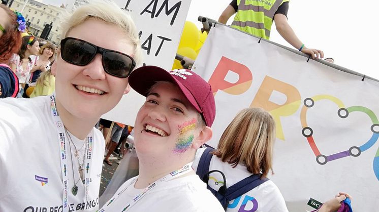 LGBT+ Network co-chairs Stephanie Sauvarin and Nicola Baillie at Brighton & Hove Pride 2019
