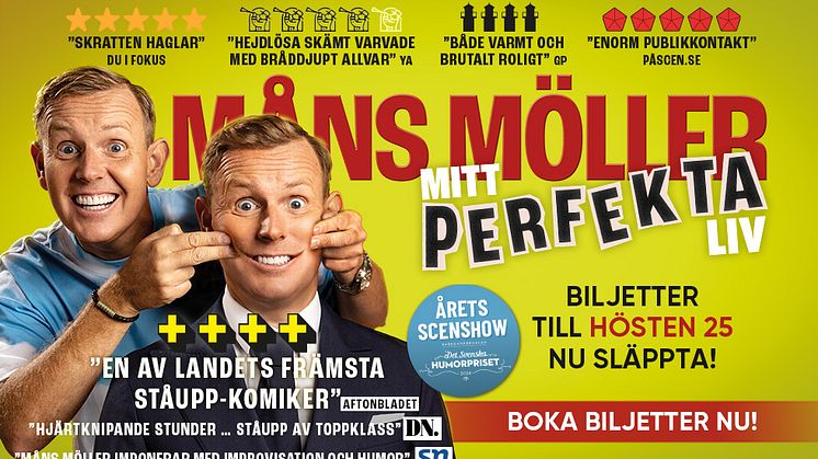 Publiksuccén Årets Scenshow Mitt perfekta liv av Måns Möller tar över Cirkus till våren och förlänger Sverigeturnén in till hösten 2025
