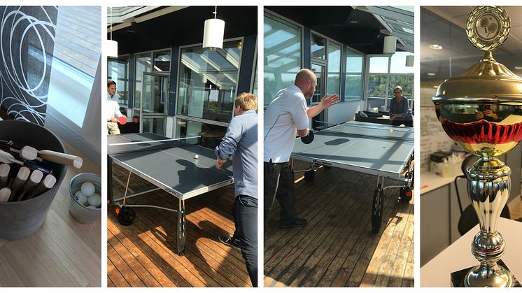 Bordtennis engagerar på kontoret i Malmö.