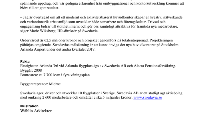 Midroc bygger aktivitetsbaserat huvudkontor till Swedavia 