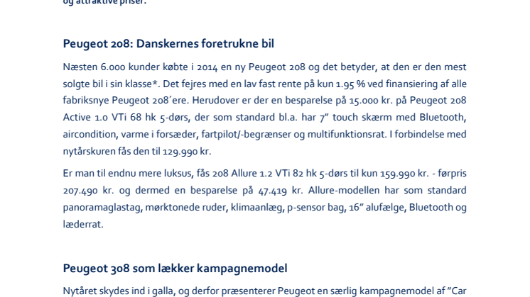 Peugeot fejrer det nye år med nytårskur den 3.-4. januar