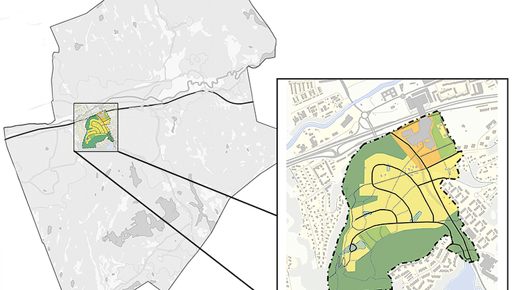 Planområdets placering i Partille.