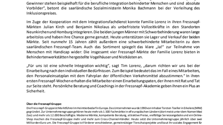 Mutig & Anders: Fressnapf-Gruppe setzt Zeichen für gelungene Inklusion