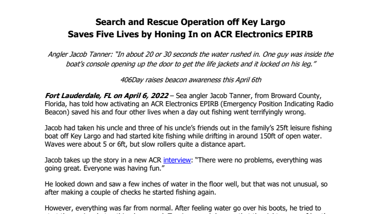 April 6 2022 - 406Day - Search and Rescue Operation off Key Largo Saves Five Lives.pdf