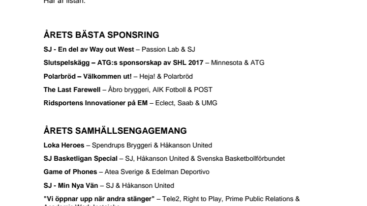 De är nominerade i Gyllene Hjulet
