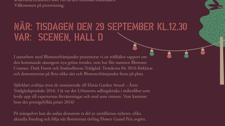 Välkommen till Elmia Gardens pressvisning den 29/9 kl 12.30