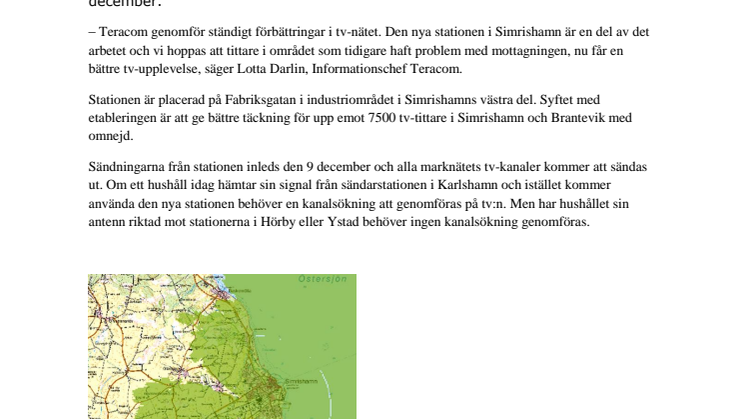 Ny sändarstation för tv i Simrishamn