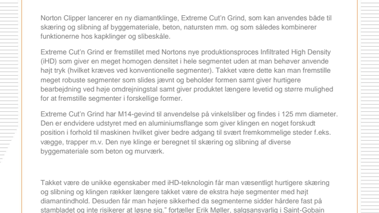 Ny diamantklinge, både til skæring og slibning