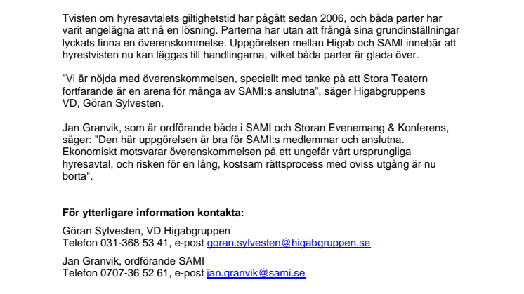 Hyrestvisten kring Stora Teatern löst