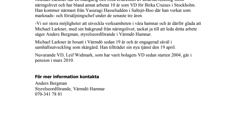 Ny VD för Värmdö Hamnar