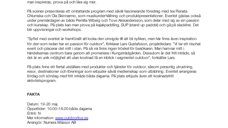 Premiär för Outdoor Live