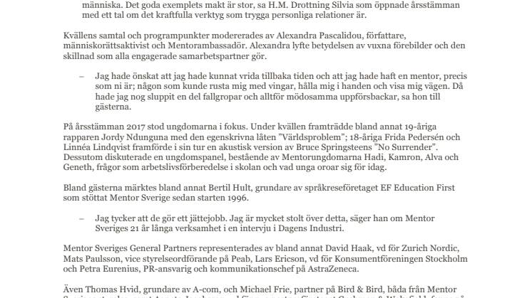 Mentor Sveriges årsstämma 2017
